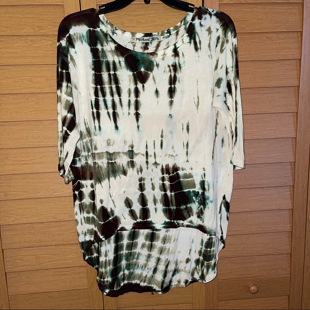 Michael Stars Hi-Low Hem Tee Tie Dye Boho OS